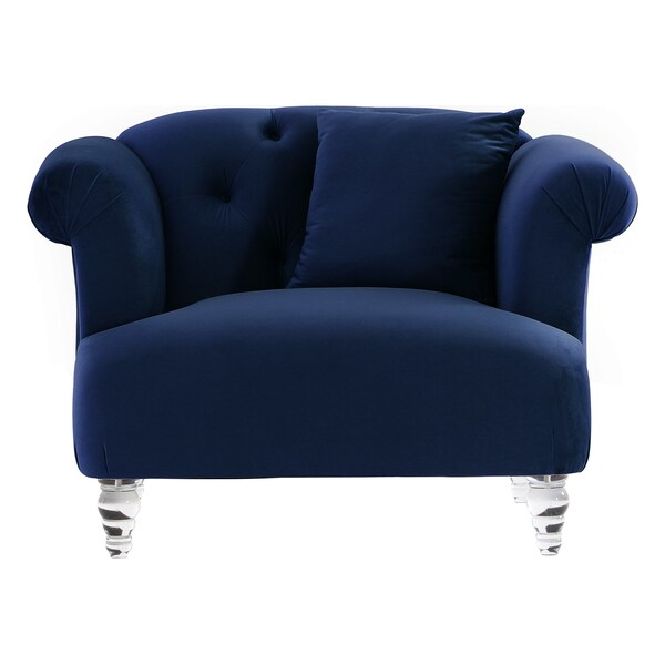 Armen Living Elegance Contemporary Chair in Blue Velvet with Acrylic Legs LCEG1BLUE - main